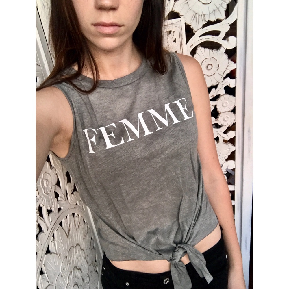 Femme Tie Waist Muscle Tank - Picture 3 of 7